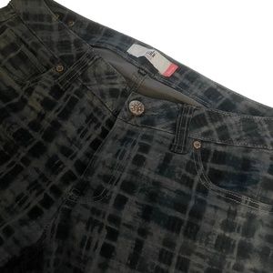 CABI 8 Geo‎ Pattern Pants Blue Skinny Cotton Blend Pockets